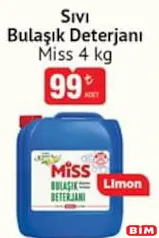 MİSS SIVI BULAŞIK DETERJANI 4 KG fiyat ve kampanya bilgisi